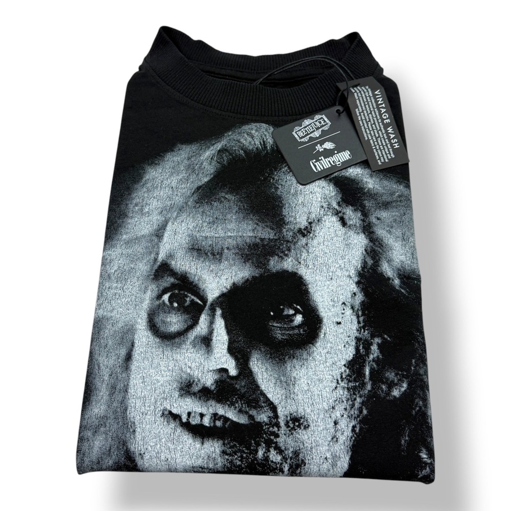 Civil Regime Beetlejuice Vintage Wash Graphic T-Shirt Black Small NEW